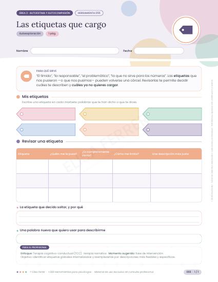 Ficha del área Autoestima y autocompasión